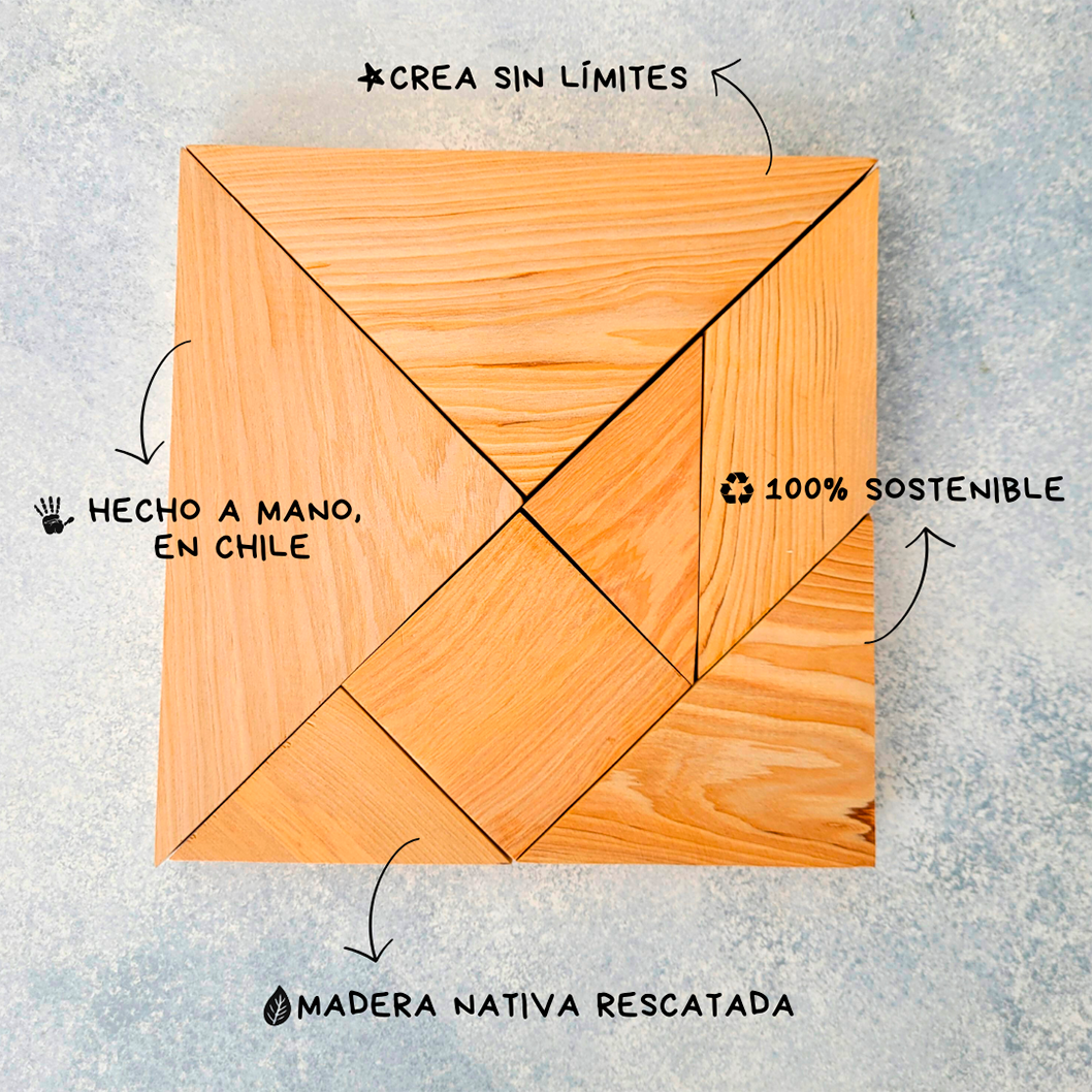 Tangrama - Bloques de Madera Nativa Rescatada