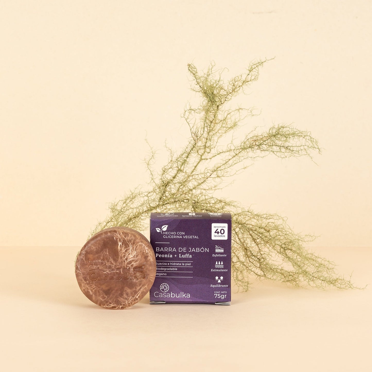 Jabón Sólido 75 gr de Peonia y Luffa Casabulka
