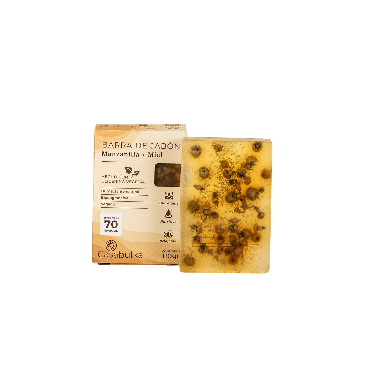 Jabón Sólido 110 gr Miel y Manzanilla Casabulka