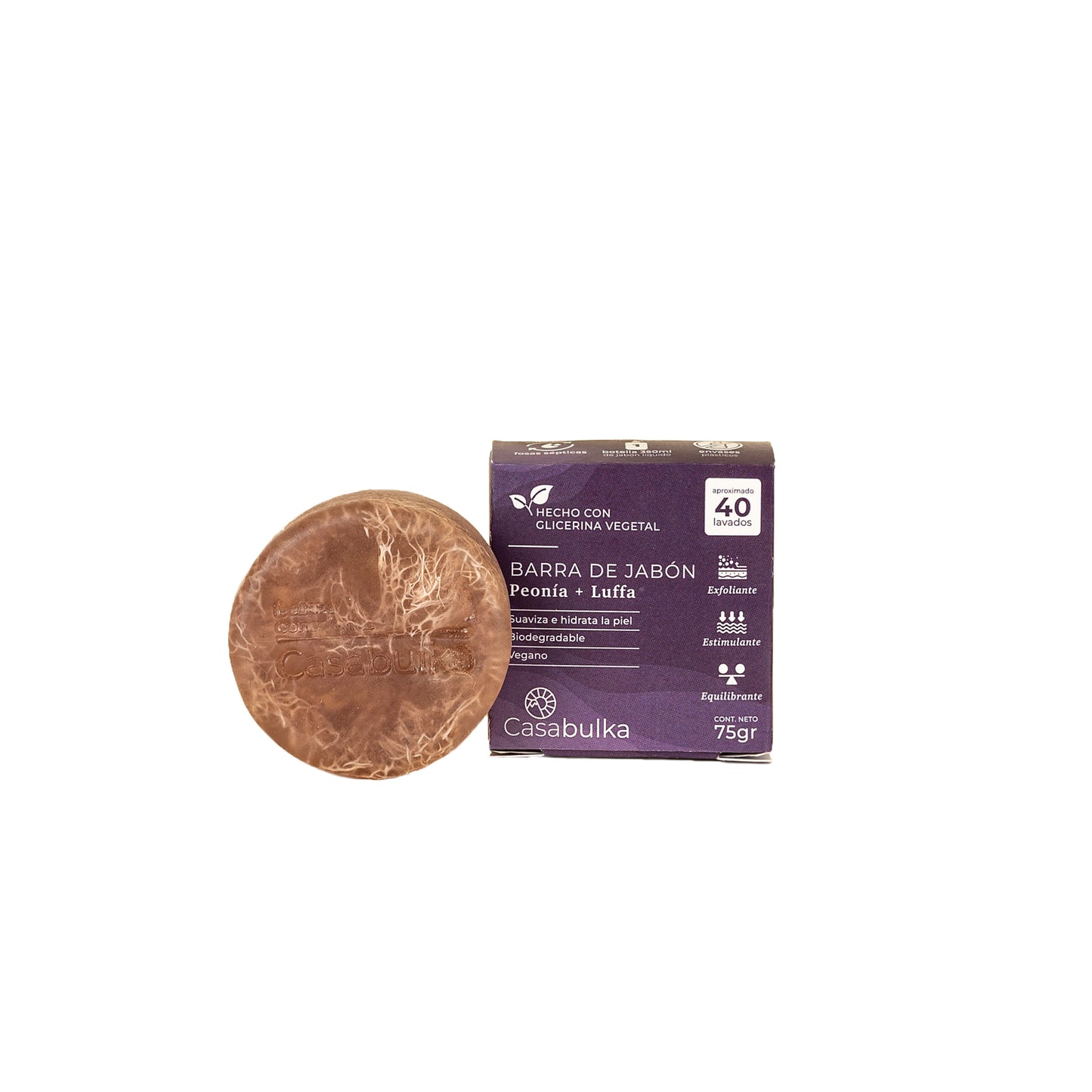 Jabón Sólido 75 gr de Peonia y Luffa Casabulka