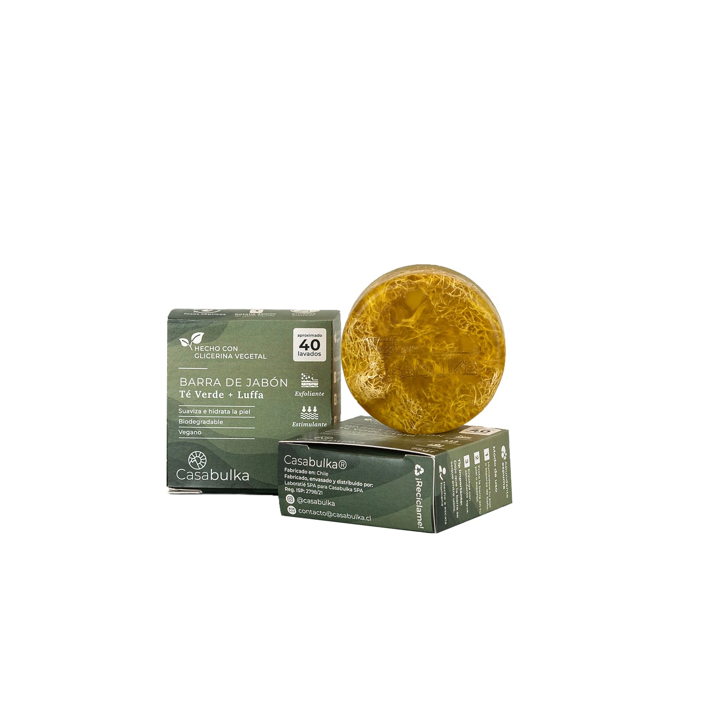 Jabón Sólido 75 gr de Te Verde y Luffa Casabulka