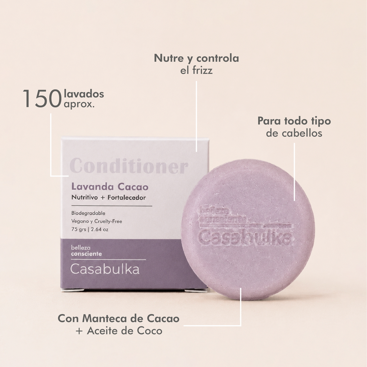 Acondicionador Sólido Lavanda y Cacao