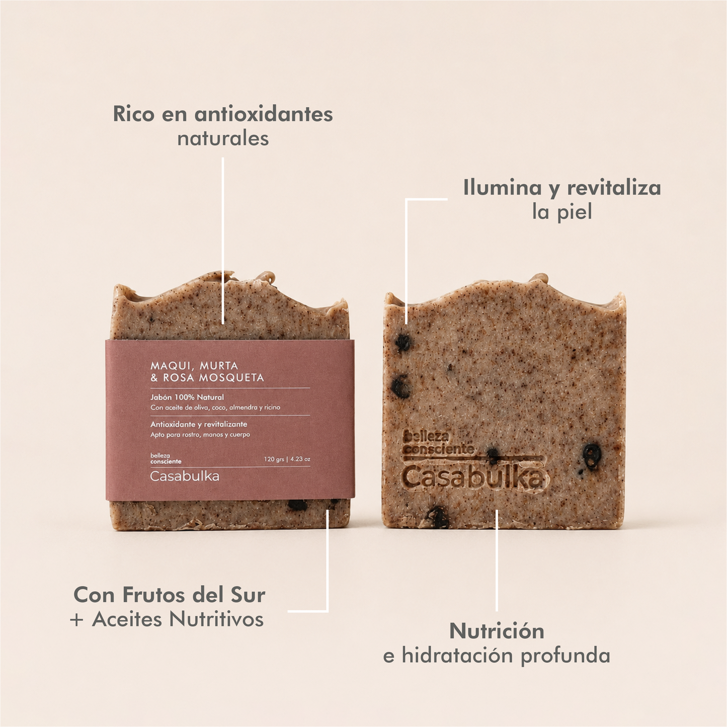 Jabón Medicinal Antioxidante + Maqui, Murta y Rosa Mosqueta