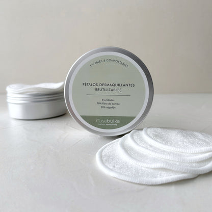 Lata con set 8 Pétalos Desmaquillantes Bambú y Algodón Casabulka