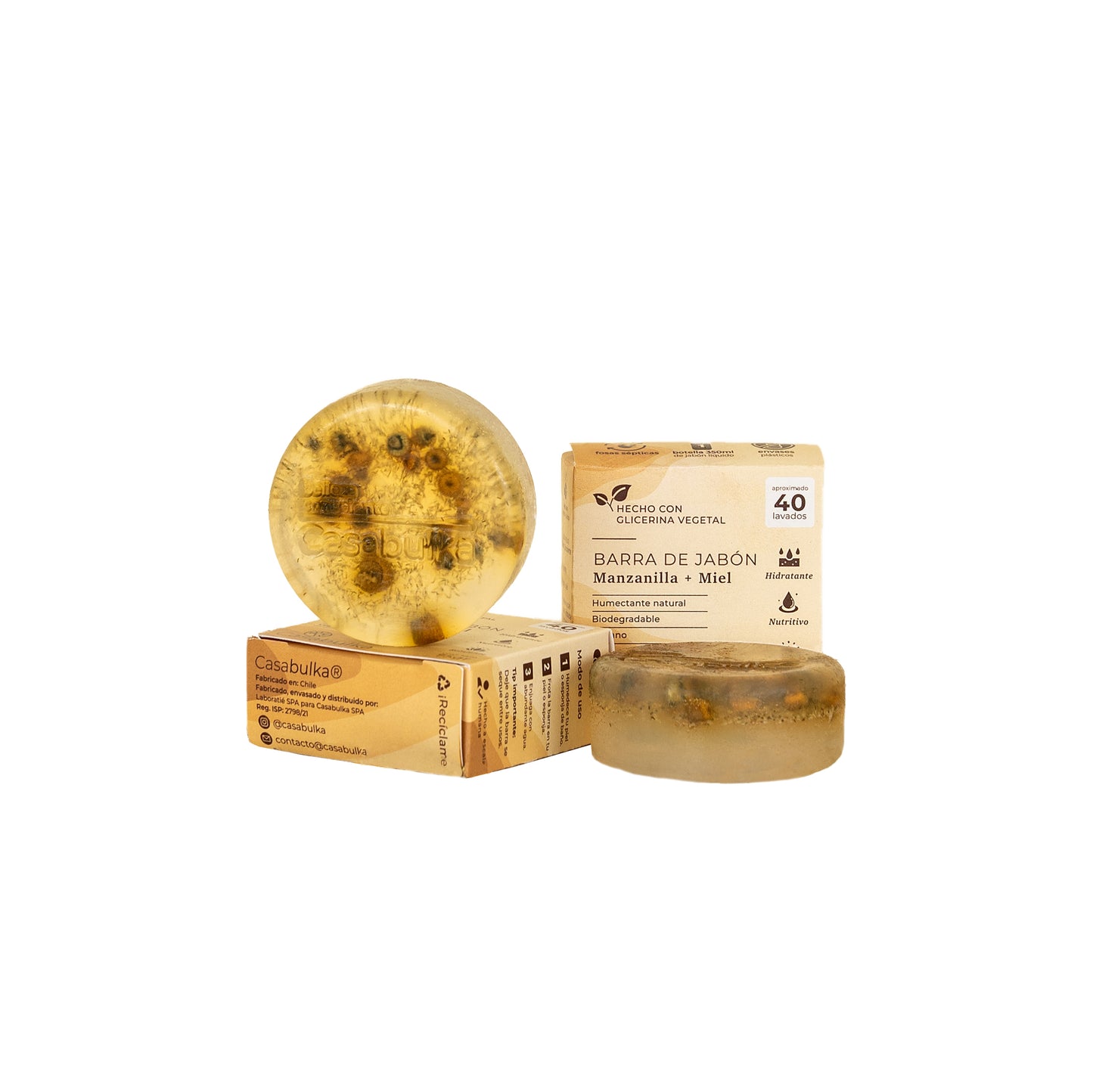 Jabón Sólido 75gr Manzanilla Miel Casabulka