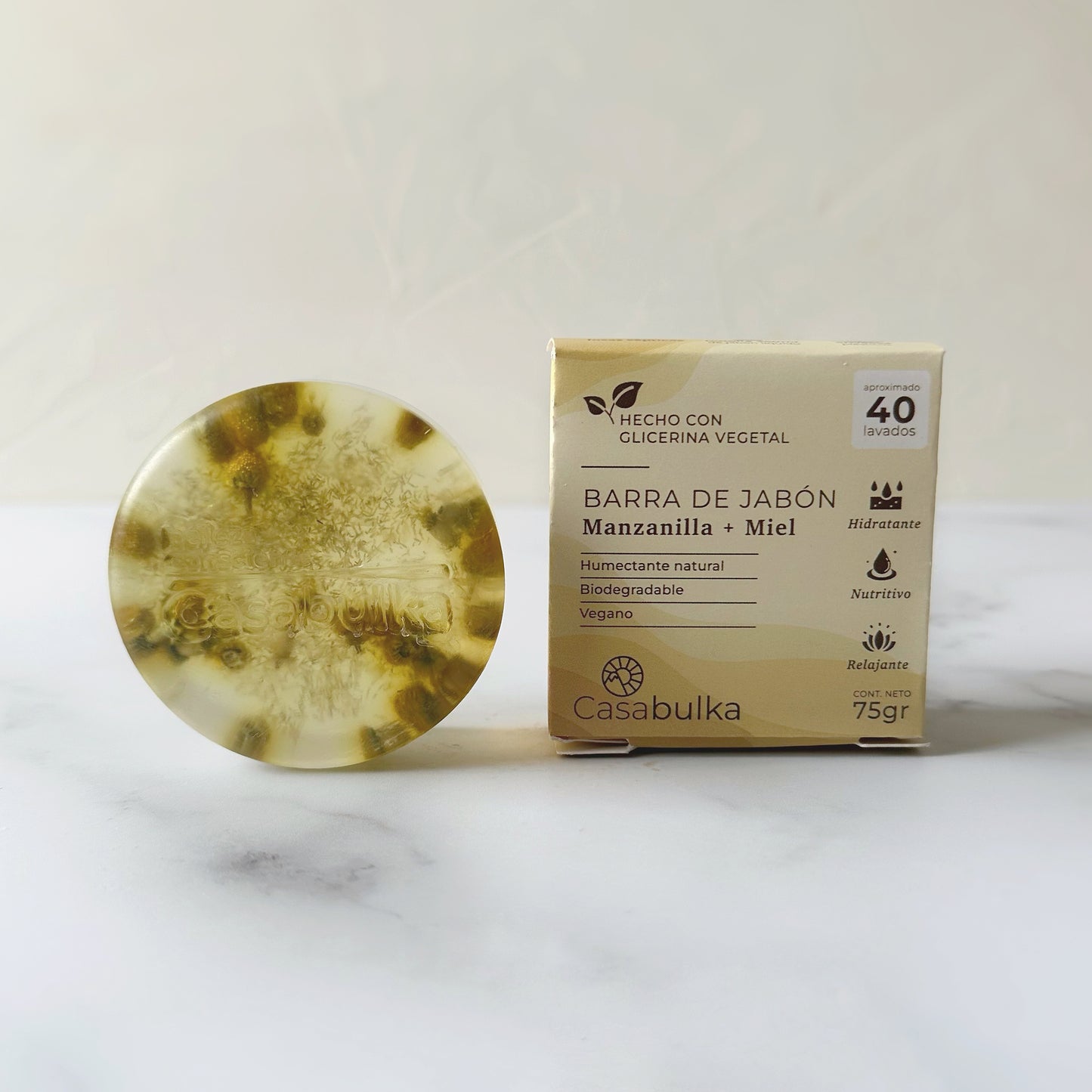Jabón Sólido 75gr Manzanilla Miel Casabulka